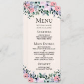 ピンクパープル&グリーンフローラ水色結婚のメニュー 招待状 (正面/裏面)