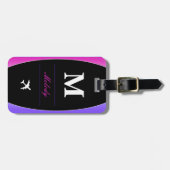 ピンクパープル&ブラックネームモノグラム ラゲッジタグ (正面横)