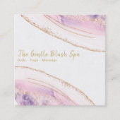 *~*ピンクパープルAGATE結晶金ゴールドグリッター スクエア名刺 (正面)