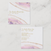 *~*ピンクパープルAGATE結晶金ゴールドグリッター スクエア名刺 (正面/裏面)