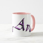 ピンクパープルAvaの名前のロゴ、 マグカップ (正面右)
