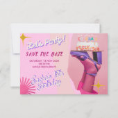 ピンクパープルBキンセアニェラ日付カードを保存 セーブザデート (正面)