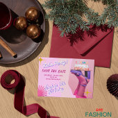 ピンクパープルBキンセアニェラ日付カードを保存 セーブザデート