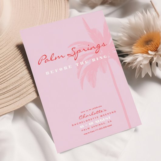 ピンクパームスプリングスのバチェラーウィークエンド招待状 招待状