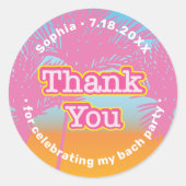 ピンクパームツリーズありがとう ラウンドシール (正面)