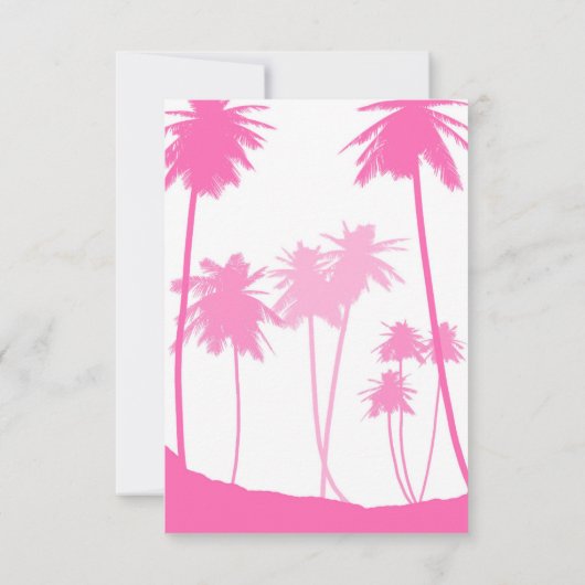 ピンクパームツリーズトロピカルウェディングRSVP 出欠カード (裏面)