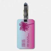 ピンクパームツリーズトロピカルサマーと名前をカスタムする ラゲッジタグ (裏面縦)