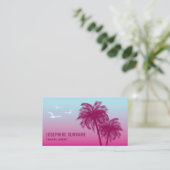 ピンクパームツリーズトロピカルサンセットトラベルエージェント 名刺 (スタンド正面)