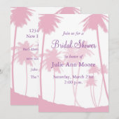 ピンクパームツリーズトロピカルブライダルシャワー 招待状 (正面/裏面)