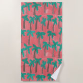 ピンクパームツリーズビーチタオル ビーチタオル (正面)