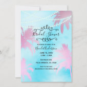 ピンクパームツリーズブルースカイ&ライトブライダルシャワー 招待状 (正面)