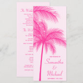 ピンクパームツリートロピカル結婚式 プログラム (正面/裏面)