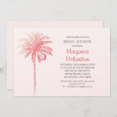 ピンクパームツリービーチブライダルシャワー招待状 招待状 (正面/裏面)