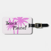 ピンクパームツリーラゲッジタグ付きビーチお願い! ラゲッジタグ (正面横)