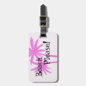 ピンクパームツリーラゲッジタグ付きビーチお願い! ラゲッジタグ (正面縦)