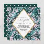 ピンクパームデコ結婚式招待状 招待状 (正面/裏面)