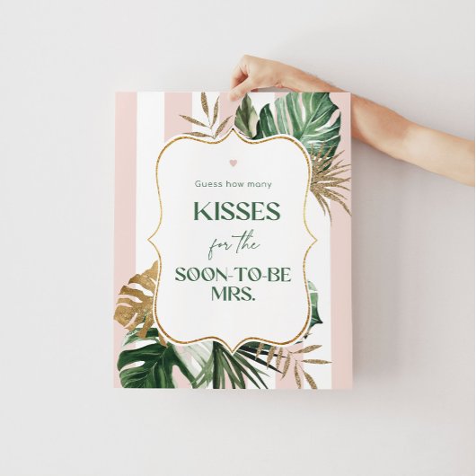 ピンクパームビーチ数キスブライダルシャワーゲーム ポスター