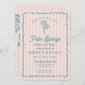 ピンクパーム春パステルビーチカバナベビーシャワー 招待状 (正面/裏面)