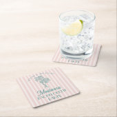 ピンクパーム春パステルビーチバチェロレッテ スクエアペーパーコースター (インサイチュ)