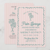 ピンクパーム春パステルビーチバチェロレッテ 招待状 (正面/裏面)