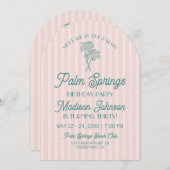 ピンクパーム春パステルビーチバースデーパーティー 招待状 (正面/裏面)