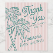 ピンクパーム春パステルビーチベビーシャワーウィーズ ワインラベル (シングルラベル)