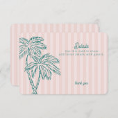 ピンクパーム春パステルビーチ詳細インサート エンクロージャーカード (正面/裏面)