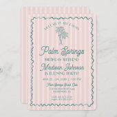 ピンクパーム春パステルビーチ誕生日ウィークエンド 招待状 (正面/裏面)