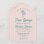 ピンクパーム春パステルビーチ誕生日ウィークエンド 招待状 (正面/裏面)