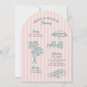 ピンクパーム春パステルビーチ誕生日ウィークエンド 招待状 (裏面)