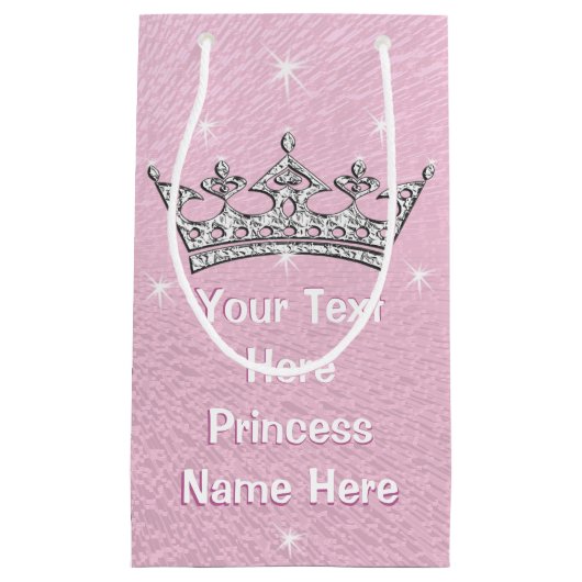 ピンクパーリーパーソナライズされたプリンセス抱き枕 スモールペーパーバッグ (正面)