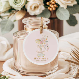 ピンクパールとプロセッコピンクブライダルシャワー フェイバータグ