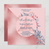 ピンクパールウォーターカラーフローラ異教の処理 案内状 (正面/裏面)