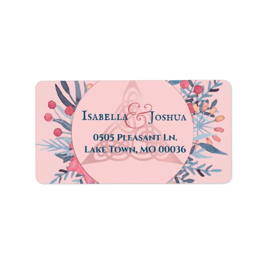 ピンクパールウォーター色フローラトリケートラアドレス ラベル (正面)