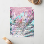 ピンクパールオパールグリッタードリップジュエリー気にカード ノートカード (正面/裏面インサイチュ)