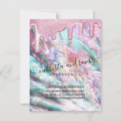 ピンクパールオパールグリッタードリップジュエリー気にカード ノートカード (裏面)