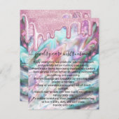 ピンクパールオパールグリッタードリップジュエリー気にカード ノートカード (正面/裏面)