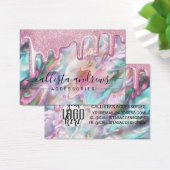 ピンクパールオパールグリッター垂れ下がり低イヤリングロゴ (デスク)