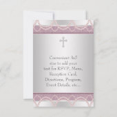 ピンクパールクロスベビーガールバプテスマ《キリスト教》洗礼式や命名式RSV 出欠カード (裏面)