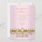 ピンクパールスホワイト金ゴールドエレガントバースデーパーティー 招待状 (裏面)