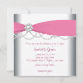 ピンクパールズガールズピンク写真《キリスト教》洗礼式や命名式招待 招待状 (裏面)