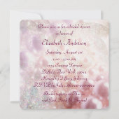 ピンクパールダイヤエレガントズホワイトブライダルシャワー 招待状 (正面)