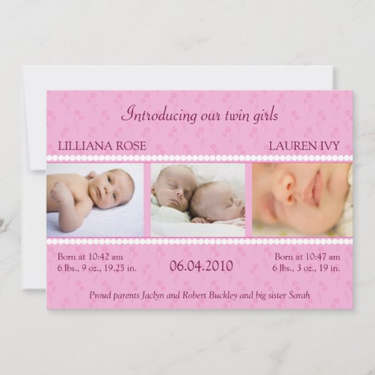 ピンクパールツイン発表 案内状 (正面)