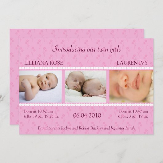 ピンクパールツイン発表 案内状 (正面/裏面)