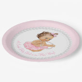 ピンクパールバレリナトゥチュベビーブシャワー ペーパープレート (アングル)