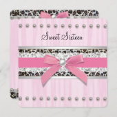 ピンクパールヒョウ甘い16パーティー 招待状 (正面/裏面)