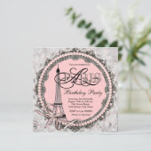 ピンクパールピンクパリスウィート16誕生日パーティー 招待状 (スタンド正面)