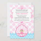 ピンクパールベビーガールシャワー 招待状 (正面)