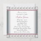 ピンクパールホワイトベビーガールフォト《キリスト教》洗礼式や命名式 招待状 (裏面)