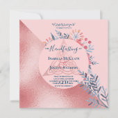 ピンクパール水彩花柄異教ハンドファスティング 案内状 (正面)